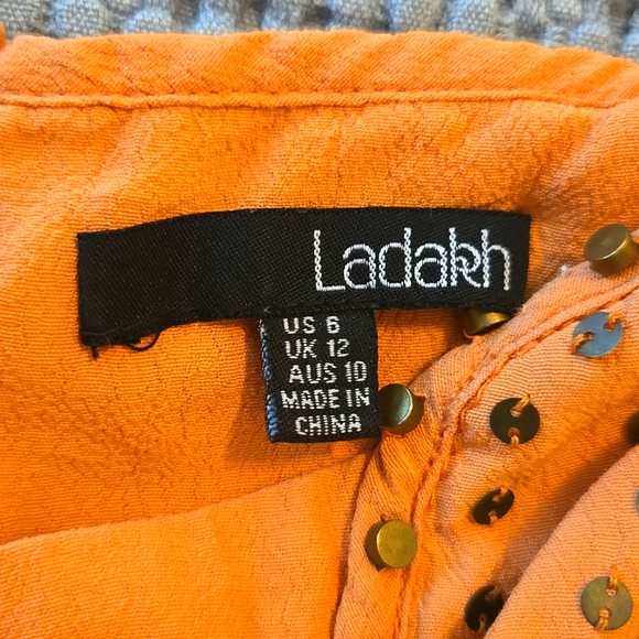 Ladakh Orange Beaded Romper Size 6 - Picture 2 of 4